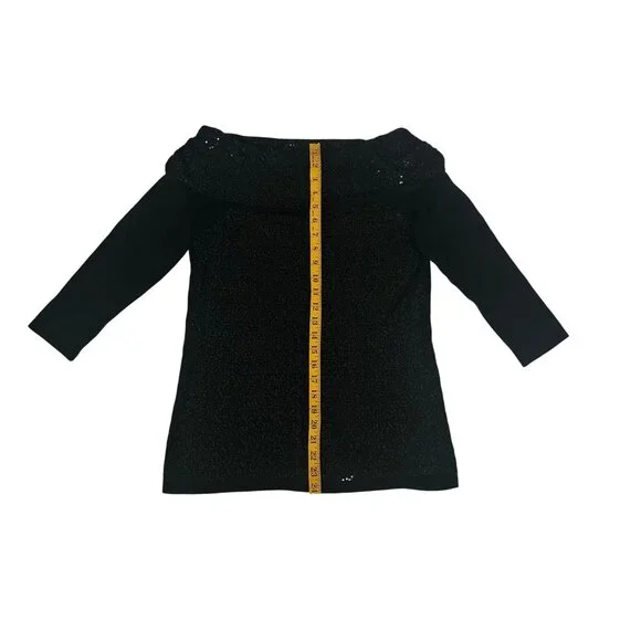 White House Black Market Cashmere Blend Sparkly Off-Shoulder Pullover Sweater S - Picture 11 of 11